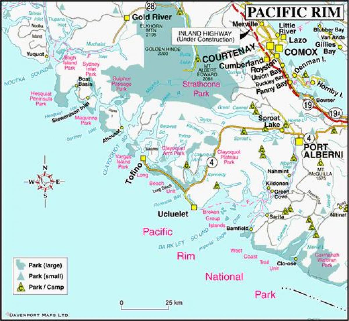 Carte de la côte ouest du canada