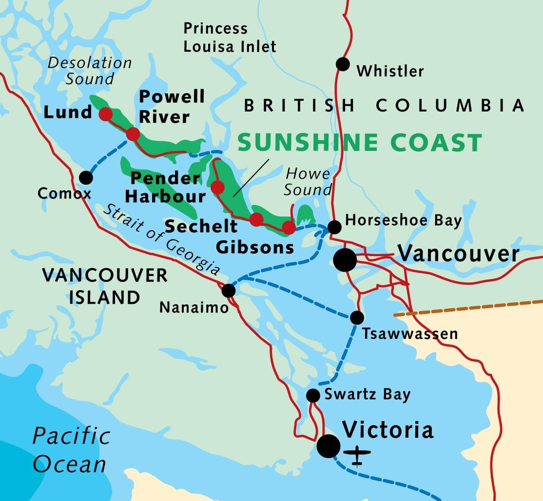 carte de côte de la colombie-britannique