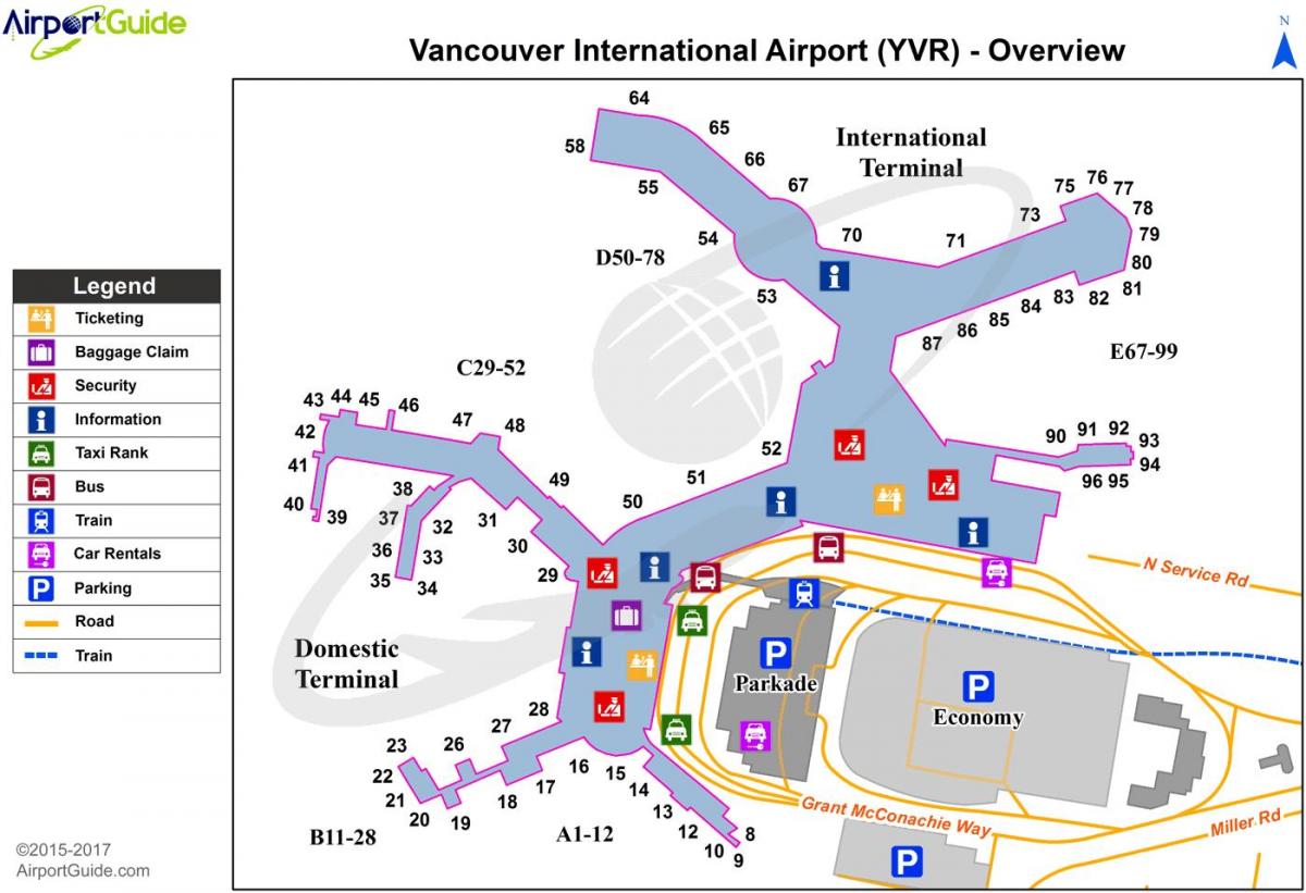 vancouver, c.-b. plan de l'aéroport