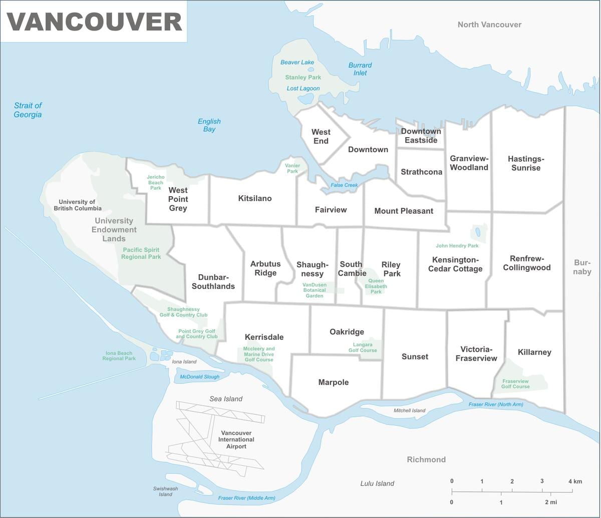 carte de vancouver et de la région