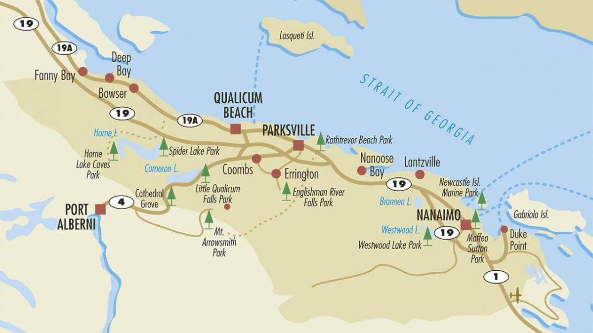 Carte de la centrale de l'île de vancouver