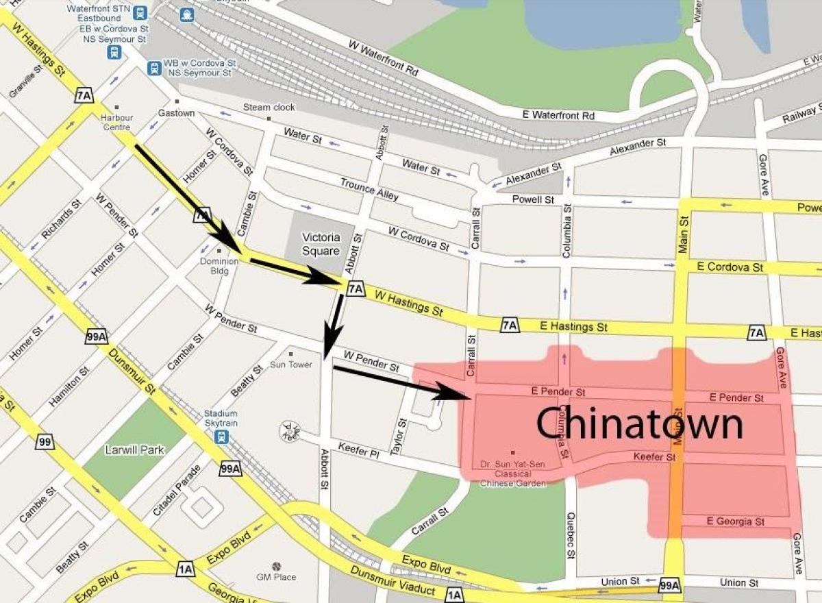 Carte de chinatown de vancouver
