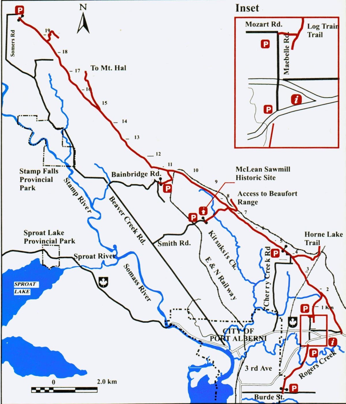 Carte de l'île de vancouver de chemin de fer
