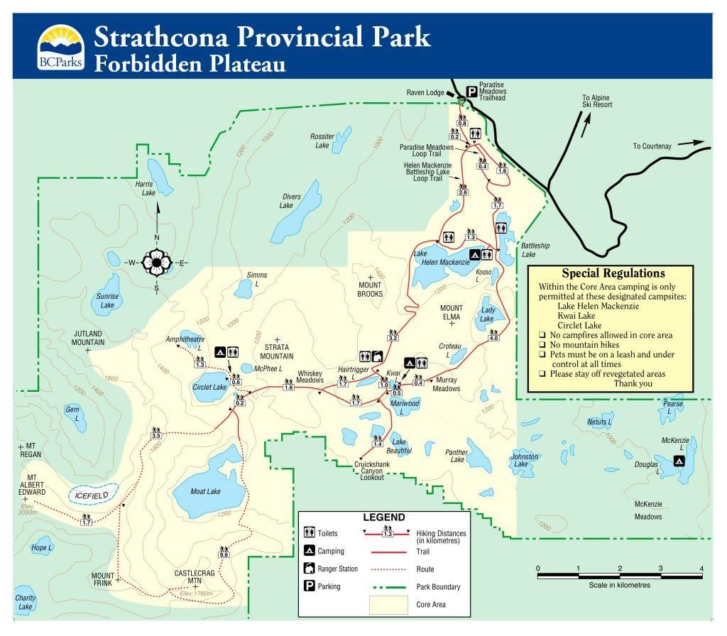 Carte de l'île de vancouver, les parcs provinciaux