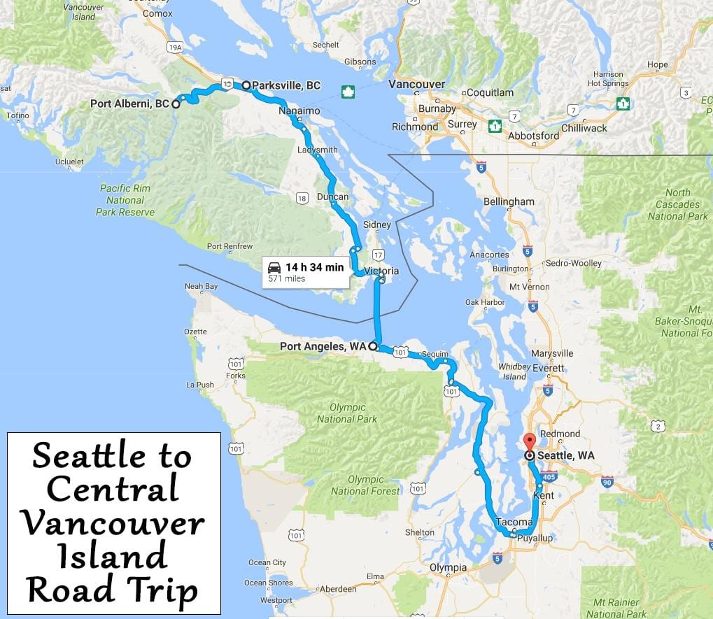 de l'île de vancouver carte des distances de conduite