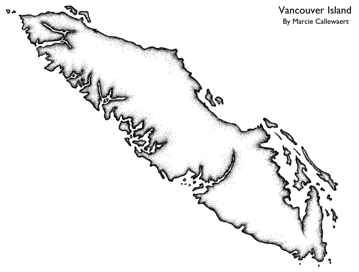 Carte de l'île de vancouver contour