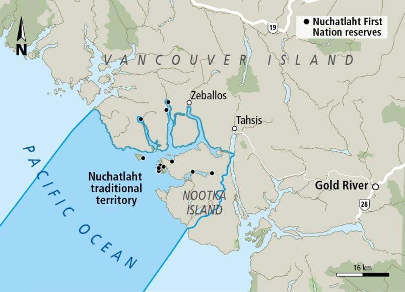 Carte de l'île de vancouver premières nations