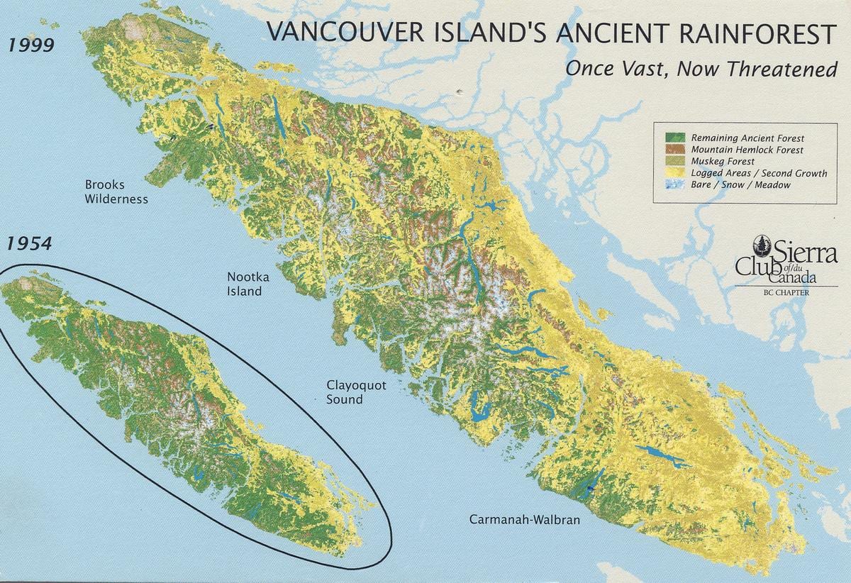 la forêt tropicale de l'île de vancouver carte