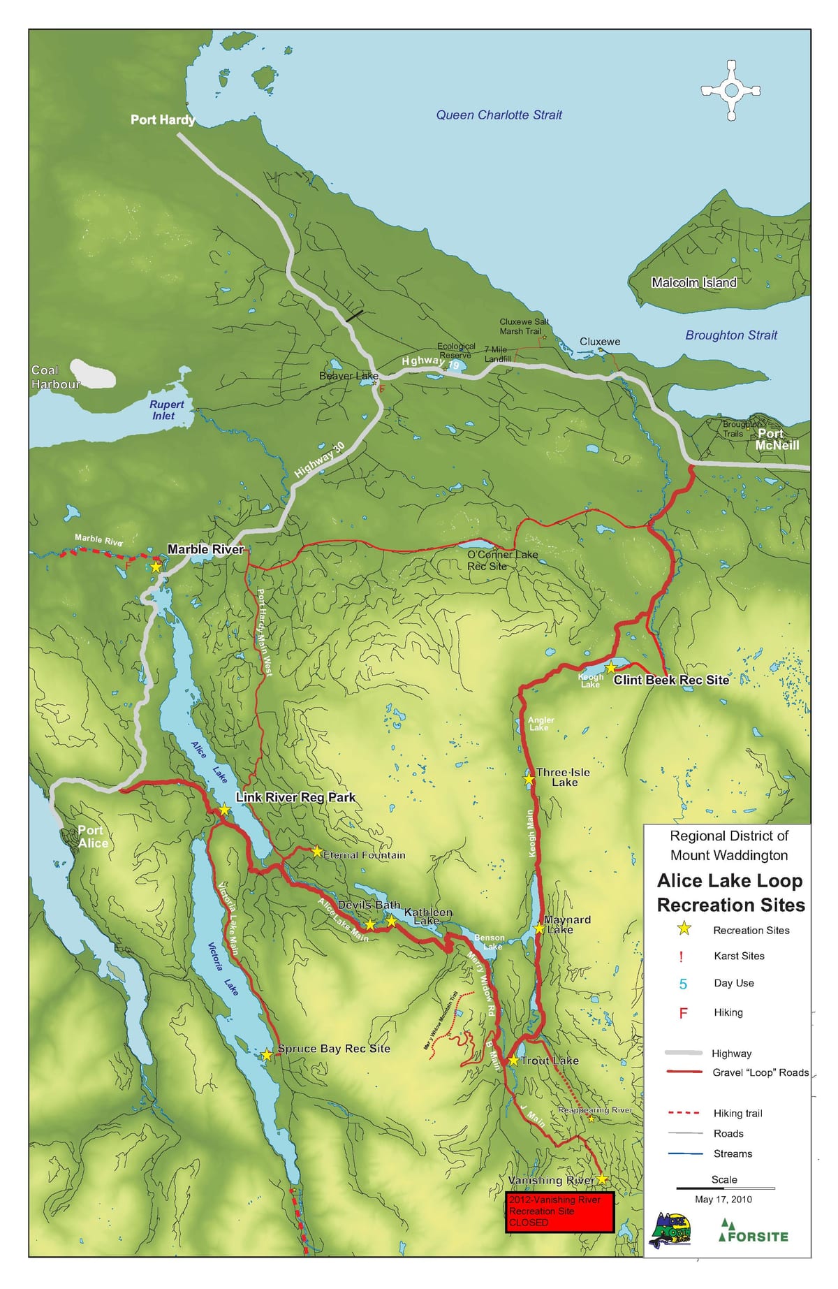 Carte de l'île de vancouver grottes