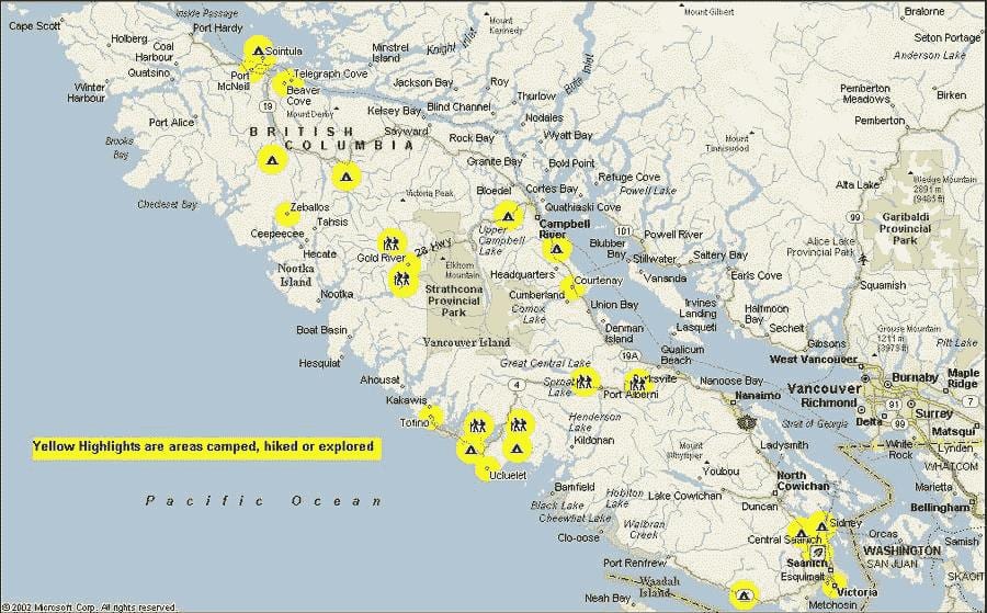 carte routière de l'île de vancouver bc