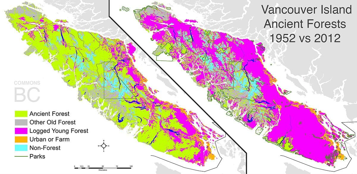 Carte de l'île de vancouver terres de la couronne
