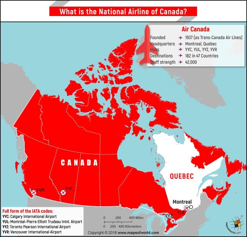Carte de l'aéroport de vancouver, air canada