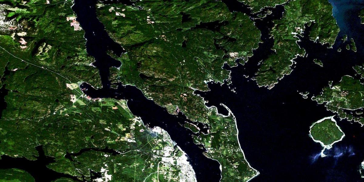 Carte de l'île de vancouver par satellite