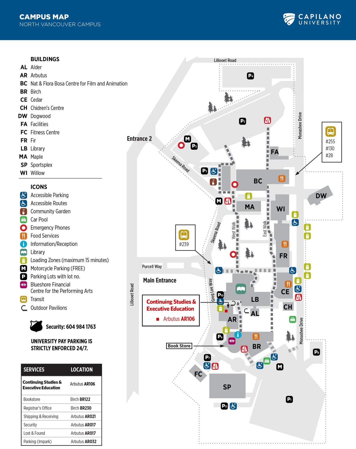 Carte de l'université capilano