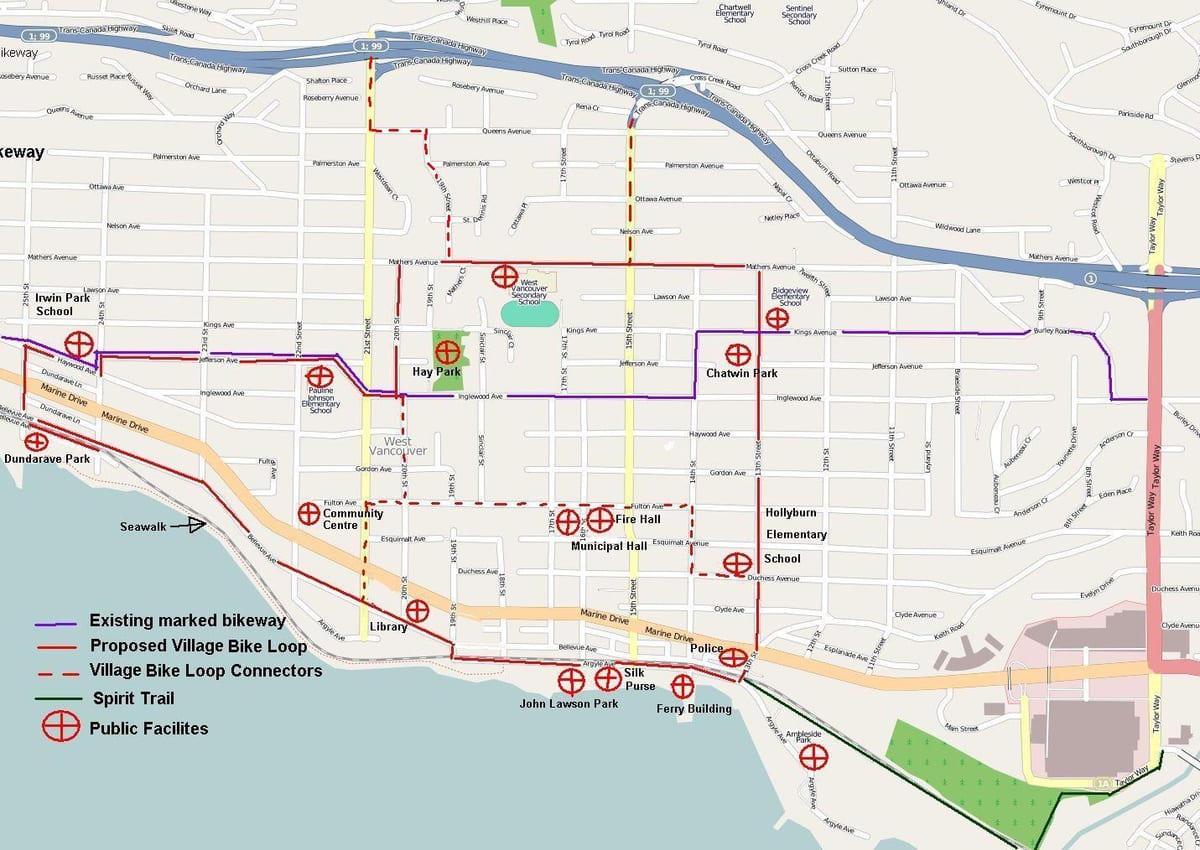 north vancouver carte des pistes cyclables