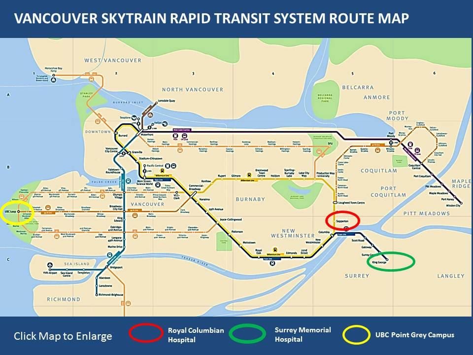 Carte de skytrain maple ridge à vancouver