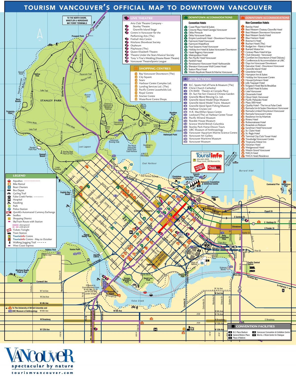vancouver, c.-b. carte touristique