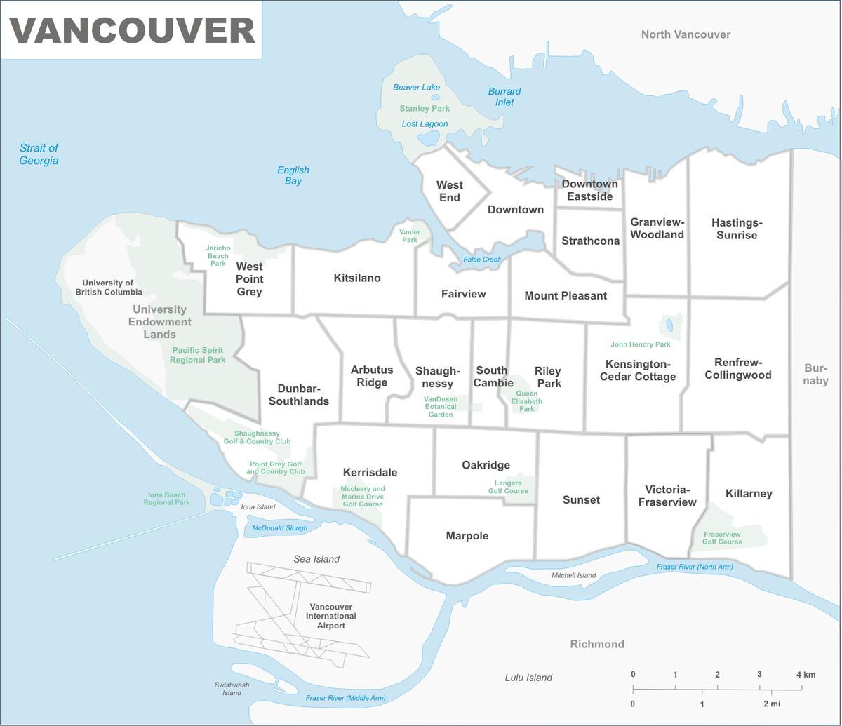 Carte de vancouver districts