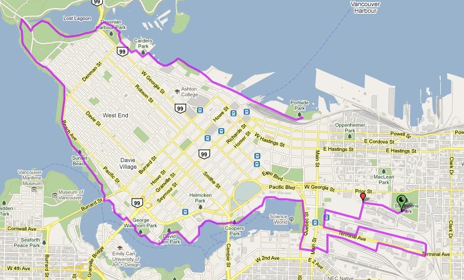 la ville de vancouver carte vélo
