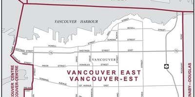 Carte de l'est de vancouver 
