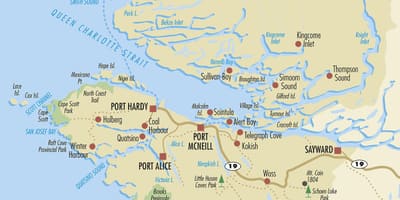 Carte du nord de l'île de vancouver