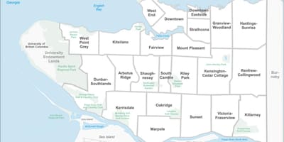 Carte de vancouver et de la région