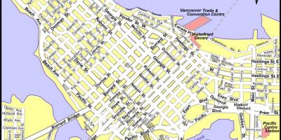 Carte du centre-ville de vancouver, au canada