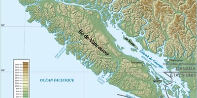 Carte topographique de l'île de vancouver