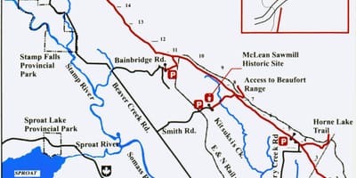 Carte de l'île de vancouver de chemin de fer