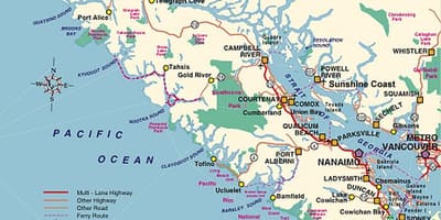 Camping de l'île de vancouver carte