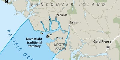 Carte de l'île de vancouver premières nations