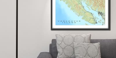 Carte de l'île de vancouver mur