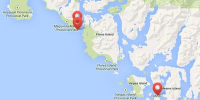 Carte de l'île de vancouver hot springs