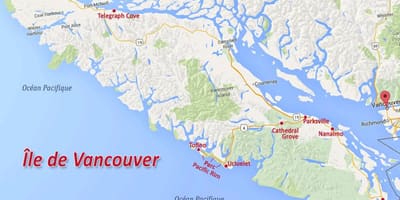 Carte de l'île de vancouver or réclamation 