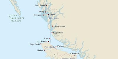 Carte de l'île de vancouver phares