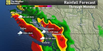 Carte de l'île de vancouver précipitations