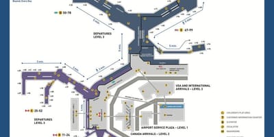 Vancouver, au canada, carte de l'aéroport