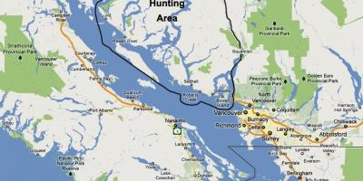 Carte de l'île de vancouver chasse