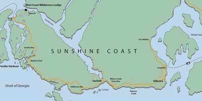 La côte ouest de l'île de vancouver carte