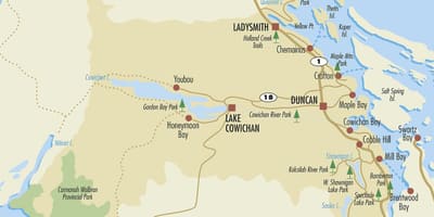 Carte de la ville de l'île de vancouver 