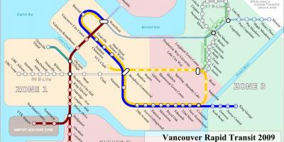 Skytrain de Vancouver de la carte des zones
