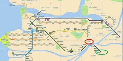 Carte de skytrain maple ridge à vancouver