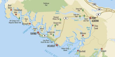 Carte de ucluelet de l'île de vancouver