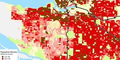 Vancouver carte de la densité de la population